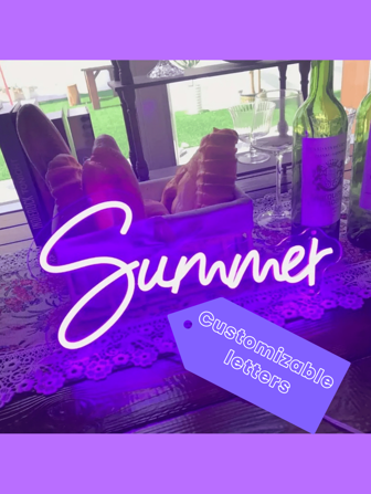 1 pièce Enseigne au néon LED personnalisable, décoration murale personnalisée vibrante, installation facile, efficace énergétiquement, luminosité réglable, commande par interrupteur, faible bruit, convient pour les mariages, anniversaires, fêtes, vacances - superbe cadeau d'éclairage maison DIY Décorations de vacances, escapade d'été