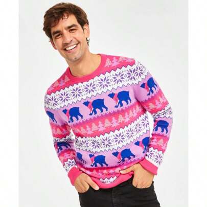 Holiday Lane Men's Santa Bear Sweater