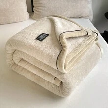 1pc Thick Double-Sided Fleece Blanket, Soft & Warm Plush Blanket, Faux Rabbit Fur, Multi-Purpose For Sofa, Bed, Outdoor Camping, All Season Gift Blanket, Modern Style, Machine Washable, Mixed Color, Patchwork, Polyester Material - Multicolor - View 10