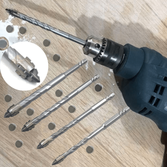 偏心钻头套装，四面锯齿钻头，高硬度锥形尖头锯齿钻头，适用于砖和木材工具，六角金刚石钻头，1/4柄钛钢金属十字钻头，用于玻璃陶瓷混凝土砖硬钻头工具