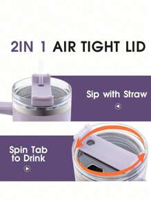 1pc 40oz Vacuum Stainless Steel Insulated And Cold Drink Cup With Straw For Hydration Enthusiasts, Coffee, Outdoor Sports And Travel