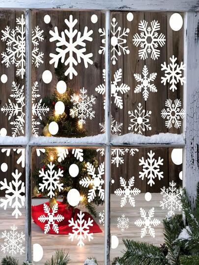 360pcs/Set, 180pcs/Set, 36pcs/Set, 36pcs Per Sheet Christmas Snowflake Static Cling Stickers For Glass Windows, Cupboards, Christmas Decorative Stickers