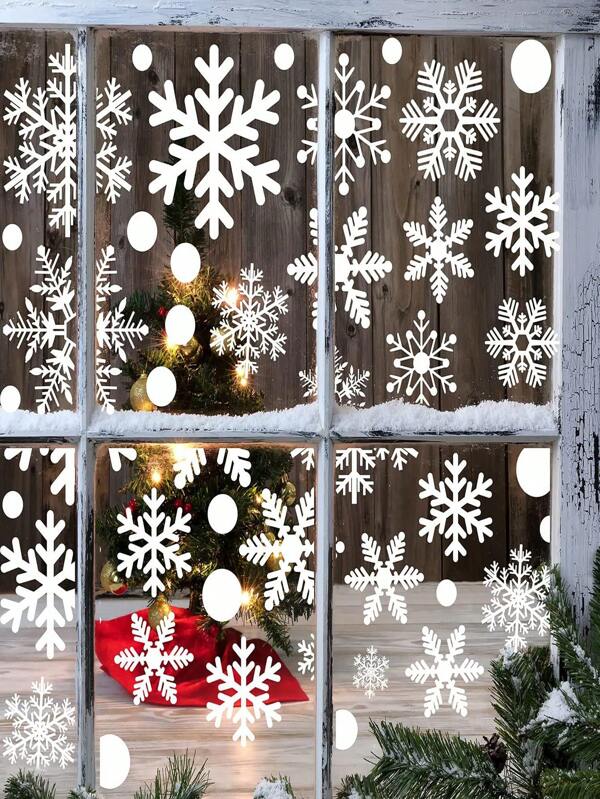 360pcs/Set, 180pcs/Set, 36pcs/Set, 36pcs Per Sheet Christmas Snowflake Static Cling Stickers For Glass Windows, Cupboards, Christmas Decorative Stickers