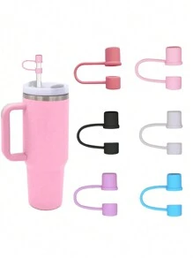 6 pièces/2 pièces Couvre-pailles réutilisables en silicone compatibles avec le couvercle du gobelet , bouchon anti-fuite, anti-éclaboussures et anti-poussière - Multicolore - Voir 2