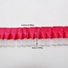 Double Layer Transparent Tulle Fabric With Pleated Ruffled Edges, Polyester Fabric Lace Trim For DIY Doll, Sewing And Craft Projects