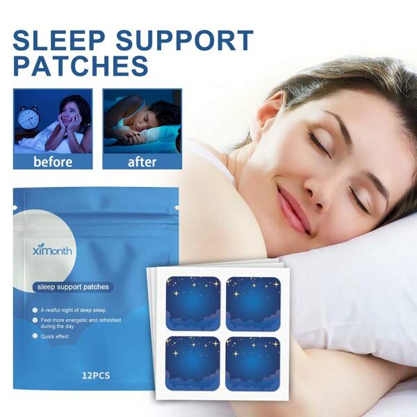 Sleep Patches,Perfectly Restful & Energized Mornings - Sleep Patches,Sleep Aid Patch,Plant Sleep Support,Sleep Patches For Extra Strength, Supports Rest And Rejuvenation (12Pcs),School,Back To School,Travel,Travel Essentials,Home Essentials,Eye Mask,Sleep Mask
