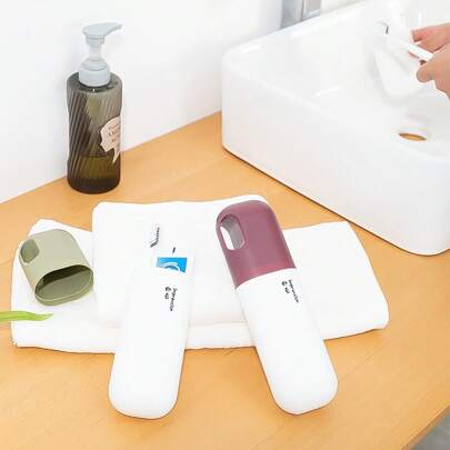 Förvaringslåda för tandborstekopp och tandkräm för resande behov, bärbar tandborstehållare med hygienisk organisatör, lätt och vattentät design, lämplig för badrum och bagage, hållbart resetillbehör för dagliga rutiner, perfekt present för frekventa resenärer och hektiska morgnar, platsbesparande, multifunktionell, lufttorkande, elegant estetik, bekväm för hotell och hem.