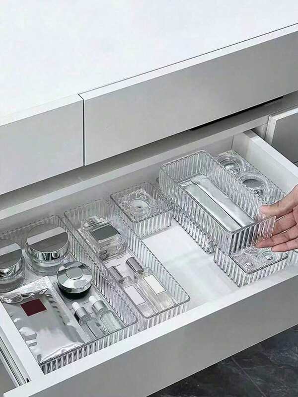 1 Stück Schubladen Kosmetik Aufbewahrungsbox, transparente Schminktisch Schubladenkommode, Make-up Pinsel Aufbewahrungsbox, Schmuckkasten mit mehreren Fächern und Anti-Rutsch-Funktion, exquisite Raumdekoration Herbstdekoration Schlafzimmerdekoration