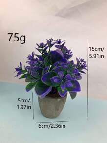 Planta artificial en maceta con hojas de menta, flor de lirio, planta falsa para decoración del hogar, mini maceta de piedra para paisajismo, regalo para el Día de San Valentín