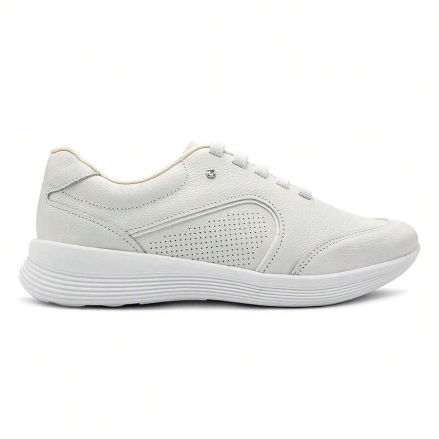 Usaflex Women's Basic Leather And Elastic Comfort Casual Sneakers UC0601 - 白色 - 查看 1