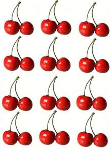 20个仿真水果樱桃，逼真水果樱桃装饰道具，适用于家居桌面装饰，厨房水果派对装饰，生日派对蛋糕装饰配件，婚礼场景装饰礼物毕业，假植物 - 20pcs - 查看 15