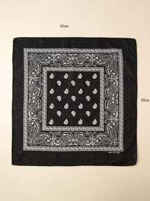 1pc Paisley Print Small Neckerchief, Versatile For Casual Wear, Cycling, And Outdoor Activities - Black - View 2