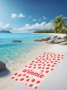 1pc Customized Quick Dry Beach Towel, Comfortable Swimwear Towel, Fashionable Pool Towel, Customizable Design (E.G. Strawberry, Cute, Fun, Beautiful), Ideal For Beach Accessory, Mother's Day, Birthday, Children's Day, Father's Day, Graduation, Wedding, Housewarming, Bathroom, Living Room, Home, Garden, Tea Room Summer Holiday Bathroom Decor Travel Essentials Travel Accessories Beach Essentials