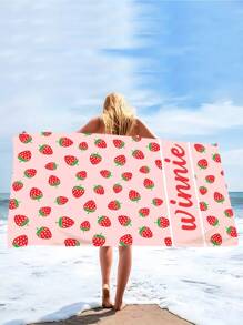 1pc Customized Quick Dry Beach Towel, Comfortable Swimwear Towel, Fashionable Pool Towel, Customizable Design (E.G. Strawberry, Cute, Fun, Beautiful), Ideal For Beach Accessory, Mother's Day, Birthday, Children's Day, Father's Day, Graduation, Wedding, Housewarming, Bathroom, Living Room, Home, Garden, Tea Room Summer Holiday Bathroom Decor Travel Essentials Travel Accessories Beach Essentials