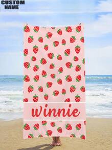 1pc Customized Quick Dry Beach Towel, Comfortable Swimwear Towel, Fashionable Pool Towel, Customizable Design (E.G. Strawberry, Cute, Fun, Beautiful), Ideal For Beach Accessory, Mother's Day, Birthday, Children's Day, Father's Day, Graduation, Wedding, Housewarming, Bathroom, Living Room, Home, Garden, Tea Room Summer Holiday Bathroom Decor Travel Essentials Travel Accessories Beach Essentials