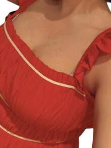 Women Y2k Sleevless Crop Tops Ruffle Patchwork Ruched Square Neck Summer Backless Slim Fit T-Shirts Tee Teen Girl Outfit Streetwear