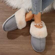 Women's Cozy Memory Foam Slippers,Fuzzy Wool-Like Plush Fleece Lined House Slippers Indoor Outdoor Slippers With Anti-Skid Rubber Sole - 灰色 - 查看 5