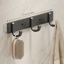 Space Aluminum Black Hook, Bathroom Towel Hook, Living Room Door Hook, Thick Wall-Mounted Hook, Towel Hanger - Black - View 6