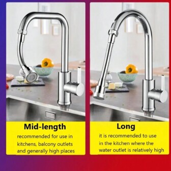 Stainless Steel 360 Degrees Universal Faucet Extender Anti-Splash Head Nozzle Bendable Sink Extension Hose Kitchen Accessories Home Bathroom Decor Fall Decor Back To School