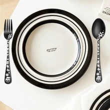 8/12pcs Gothic Black Dessert Spoon And Fork Set, Cool Skull & Rose Design Cereal Spoons/Ice Cream Spoons/Salad Forks/Spaghetti Forks, Premium Stainless Steel Flatware, Ideal Gift For /Day Of The Dead/Christmas Gift/Thanksgiving/Housewarming Home Room Decoration Kitchen,Christmas Gift