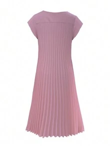 Vestido largo casual de cuello redondo de unicolor para mujer, para uso diario