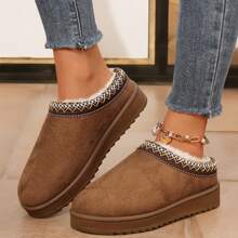 Women's Slippers Platform Snow Boots Thickened Flat Boots Warm Shoes For Outdoor Anti-Slip Boot Winter - 深黃色 - 查看 7