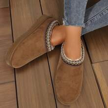 Women's Slippers Platform Snow Boots Thickened Flat Boots Warm Shoes For Outdoor Anti-Slip Boot Winter - 深黃色 - 查看 5