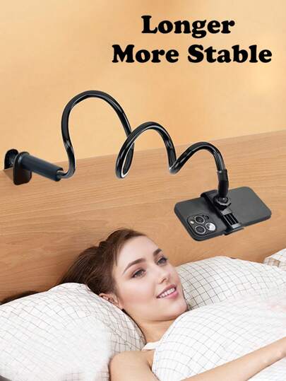 1pc Flexible Clip-On Phone Grip Stand, 31.5in Long Arm Slouchy Phone Holder, 360° Rotating Bedside Phone Bracket, Hands-Free, Stable Compatible With IPhone, Android Phone, Gift For Birthday, Family, Friends 360 Degree Rotating, Bed Slouchy Stand Nan 360° Rotation