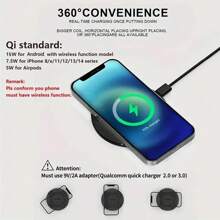 Chargeur sans fil rapide, Bloc de charge sans fil 15W max compatible avec 16/15/14/13/12/SE/11/11 Pro/XS Max/XR/X/8, compatible avec ; Tapis de charge sans fil compatible avec Samsung Galaxy S23/S22/Note, convient pour le bureau, la chambre d'étudiant et la maison