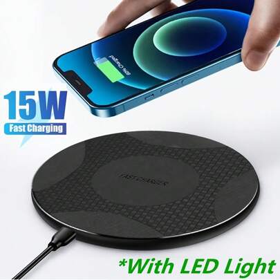 Fast Wireless Charger,15W Max Wireless Charging Pad Compatible With IPhone 16/15/14/13/12/SE/11/11 Pro/XS Max/XR/X/8,Compatible With AIRPODS; Wireless Charge Mat Compatible With Samsung Galaxy S23/S22/Note Suitable For Office, Dorm, And Home Nan