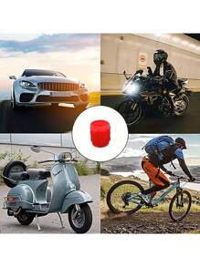 12 piezas de tapas de válvula fluorescentes rojas para rueda, decoración universal para coche, motocicleta, bicicleta - Rojo - Ver 4