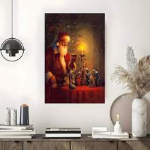 1 Canvas Poster Santa Claus And Scene Poster Canvas Printing Modern Art Autumn Decoration Wall Art 1 Pc Wooden Framed Canvas Painting Thickness Cm/0.9inch High Quality Wall Art Prints Poster Direct Hanging Wall Picture Decor For Home Gifts, Gift, Living Room, Bath Room, Bedroom, Kitchen