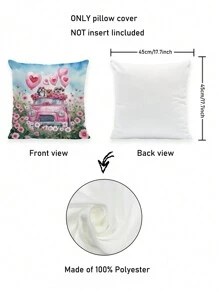 2 Peças Fronhas do Dia dos Namorados, Fronhas Decorativas de Gnomos de Amor de Rosas Flamingo Carro Fazenda para Casa, Quadrada, para Sofá, Sala de Estar, Quarto, Cama, Sofá, Cadeira, Capa de Almofada, Universal para Todas as Estações (Sem Enchimento) - Multicolorido - Visão 3