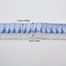 Double Layer Transparent Tulle Fabric With Pleated Ruffled Edges, Polyester Fabric Lace Trim For DIY Doll, Sewing And Craft Projects