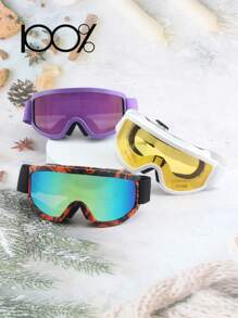 1 pereche de ochelari unisex cu ramă mare pentru PC, ochelari sport cu lentile de vedere nocturnă, ochelari de schi casual cu acoperire oglindită, potriviți pentru purtarea peste ochelari de vedere cu prescripție medicală, pentru schi, motociclete, curse off-road și sporturi în aer liber