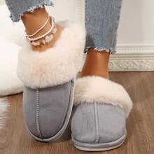 Women's Cozy Memory Foam Slippers,Fuzzy Wool-Like Plush Fleece Lined House Slippers Indoor Outdoor Slippers With Anti-Skid Rubber Sole - 灰色 - 查看 7