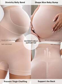 Women's High Waisted Maternity Belly Support Shorts With Expandable Belly Panel - Pink - View 3