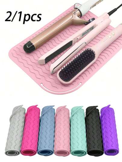 2/1 pezzo Tappetino resistente al calore per strumenti di styling, tappetino resistente al calore per ferro arricciacapelli, tappetino universale resistente al calore per piastra e ferro arricciacapelli, tappetino in silicone resistente al calore per styling capelli, borsa da viaggio per articoli essenziali, borsa per il trucco, borsa da viaggio per donne, articoli per il ritorno a scuola