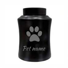 1PC Personalized Stainless Steel Dog Urn With Pet Name Engraved, Airtight Palm & Paw Design, Black Pet Memorial & Funeral Ashes Container