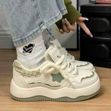 Women's Fashion Casual Sneakers With Star Pattern And Thick Sole,Thick Sole Sneakers That Enhance - 綠色 - 查看 3