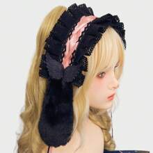 Lolita 毛绒兔耳头带，KC 头饰，角色扮演，大会，长兔耳蕾丝发带 - 彩色 - 查看 11