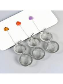 1-10pcs Natural Amethyst, Rose Quartz, Red Jade, Tiger Eye, Black Obsidian Tea Infuser, 304 Stainless Steel Tea Strainer, Tea Infuser Basket With Chain For Loose Leaf Tea, Teapot, Cooking - Multicolor - View 8