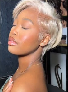 Pixie Cut Lace Front Wigs Human Hair 13X4X1 Lace Front Wigs Human Hair Short Bob Wigs Straight Lace Front Pixie Cut Wigs For Women Pre Plucked With Baby Hair Blonde Color