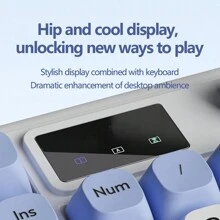 Teclado ergonómico inalámbrico para juegos, retroiluminación RGB, 98 teclas con 3 modos, batería recargable, control de volumen para oficina y deportes electrónicos - Azul - Ver 6