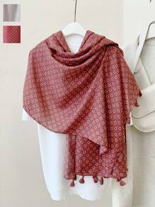 1pc Plaid Print Fringe Scarf, Fashion Shawl For Daily Wear - Multicolor - View 8