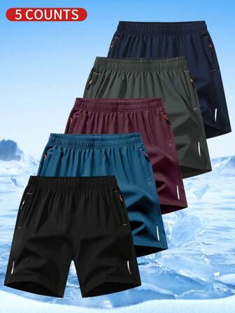Set de 5 pantalones cortos deportivos casuales y de fitness de colores variados para hombre