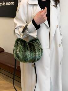 Soft Plush Bucket Bag, Women's Fashionable Furry Tote Handbag, Versatile Casual Shoulder/Crossbody Bag