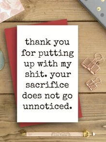 1 Pc Thank You Greeting Card With Envelope - Ideal For Partner, Family, Friends, Classmates, And In Office Or Study Settings. A Heartfelt Way To Express Gratitude! - Red - View 4