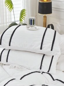 3pcs Polyester Washable Dimple Black Duvet Cover Set, 1 Duvet Cover & 2 Pillow Shams