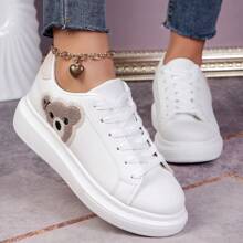 Women's Fashion Thick Sole Casual Sports Shoes With Cute Bear Design
